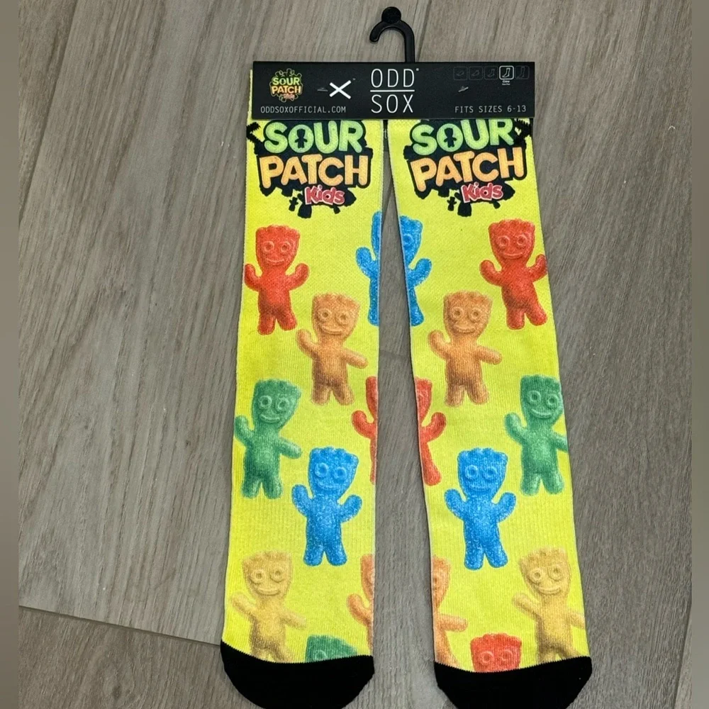Odd Sox‎ Sour Patch Kida  Novelty Crew Socks Fits Sizes 6-13 Yellow Adult Size